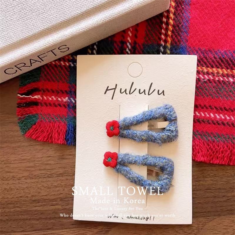 韩国进口秋冬少女儿童毛线三角花朵对夹bb夹刘海碎发夹发卡子发饰,饰品/流行首饰/时尚饰品新,发饰,淘宝优惠券,粉丝福利购,淘宝优惠卷