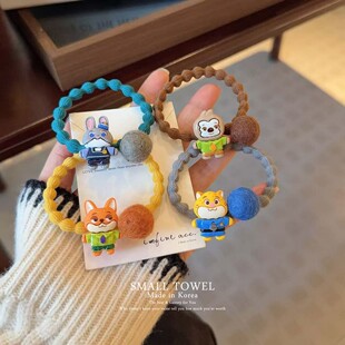 韩国进口儿童朱迪卡通小动物发圈马尾皮筋丸子头发绳发夹发卡发饰