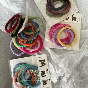 韩国进口儿童学生少女彩色基础发圈加粗马尾皮筋丸子头发绳发饰