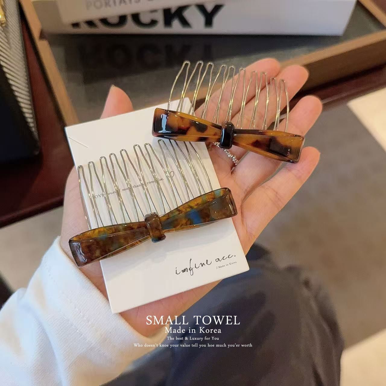 韩国进口高级法式豹纹蝴蝶结后脑勺发卡子发梳倒插梳碎发夹子发饰