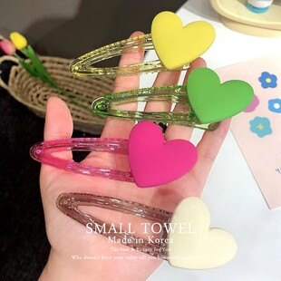 韩国进口亚克力泫雅风彩色爱心鸭嘴夹侧边夹刘海夹少女发夹发饰潮