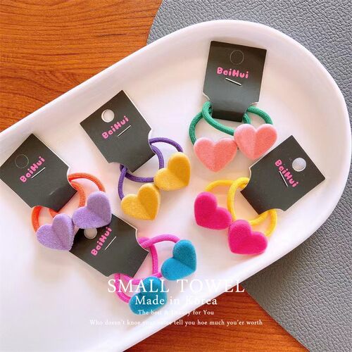 韩国东大门进口儿童宝宝彩色爱心小熊小皮筋发圈小揪揪扎头发绳