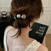 韩国东大门nyu法式 高级感minmin珍珠发圈马尾皮筋丸子头发绳发饰