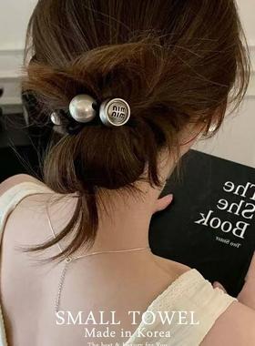 韩国东大门nyu法式高级感minmin珍珠发圈马尾皮筋丸子头发绳发饰