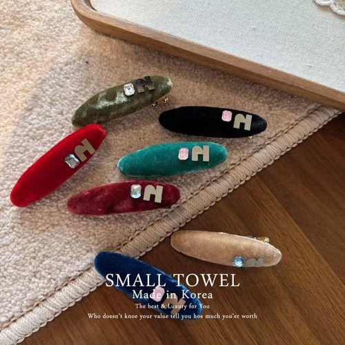 韩国东大门进口高级法式丝绒水钻侧边夹刘海碎发夹对夹发卡子头饰