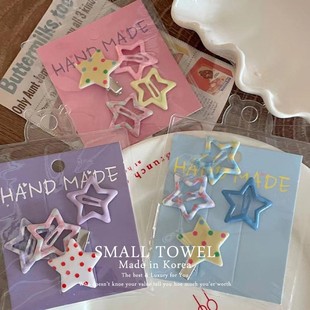 韩国东大门进口少女儿童星星发夹侧边夹刘海碎发夹bb夹发卡子头饰