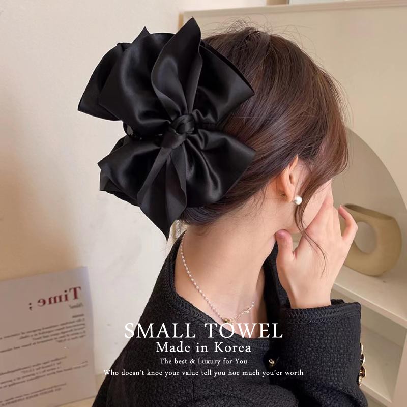 韩国东大门进口缎面蝴蝶结17cm大号抓夹