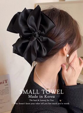 韩国东大门进口缎面蝴蝶结17cm大号抓夹