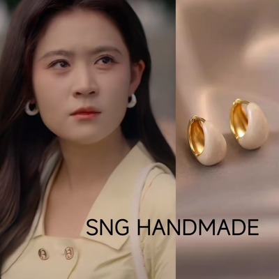 栀栀复栀栀江晚同款珐琅滴油耳圈