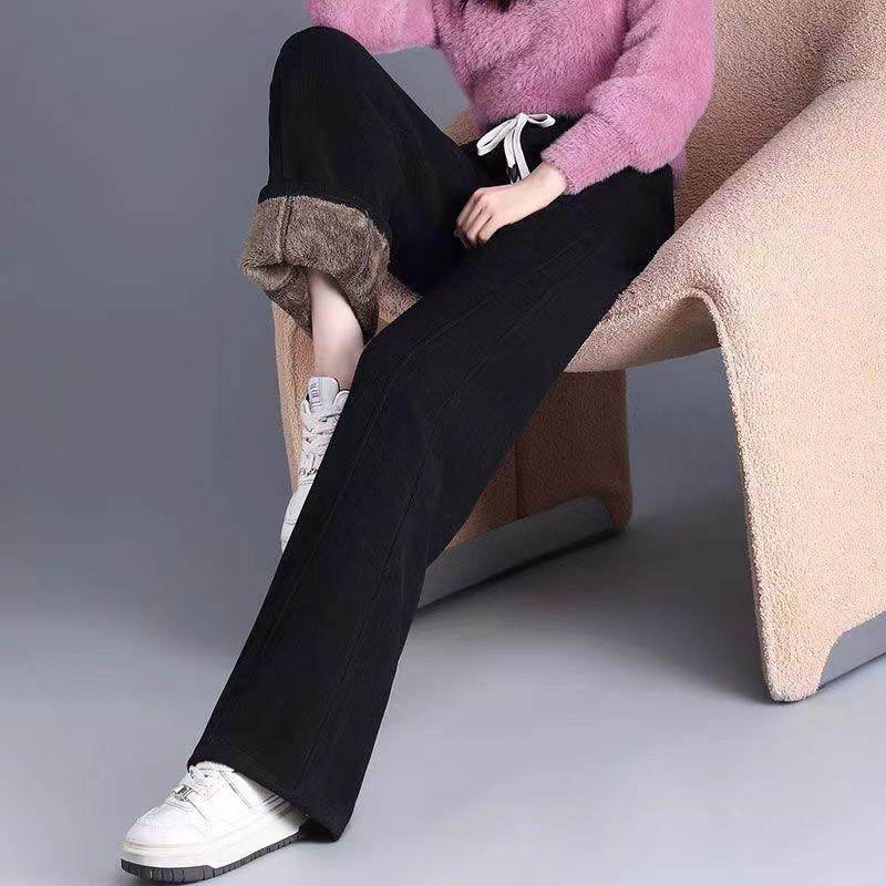 雪尼尔阔腿裤女秋冬季2025新款加绒加厚裤子女士羊羔绒直筒休闲裤,女装/女士精品,休闲裤,淘宝优惠券,粉丝福利购,淘宝优惠卷
