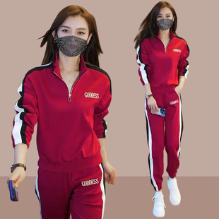 休闲运动服套装女士2023春秋新款时尚洋气时髦减龄卫衣两件套欧货