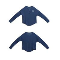 【Spot-One Size】 Скрытая синяя ленивая рубашка с длинным рукавом