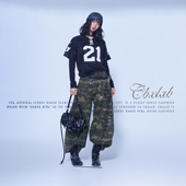 迷彩满天星 高街美式 牛仔长裤 CBXLAB街舞潮牌 辣妹甜酷嘻哈休闲裤