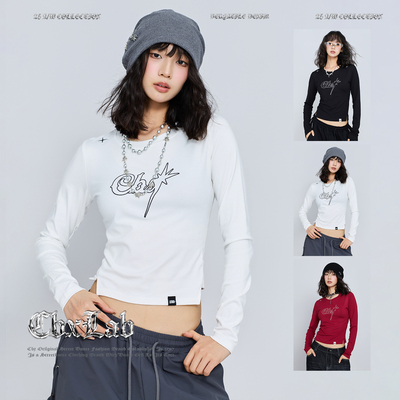 CBXLAB街舞潮牌简约高弹亲肤辣妹跳舞修身长袖爵士秋冬内搭上衣女