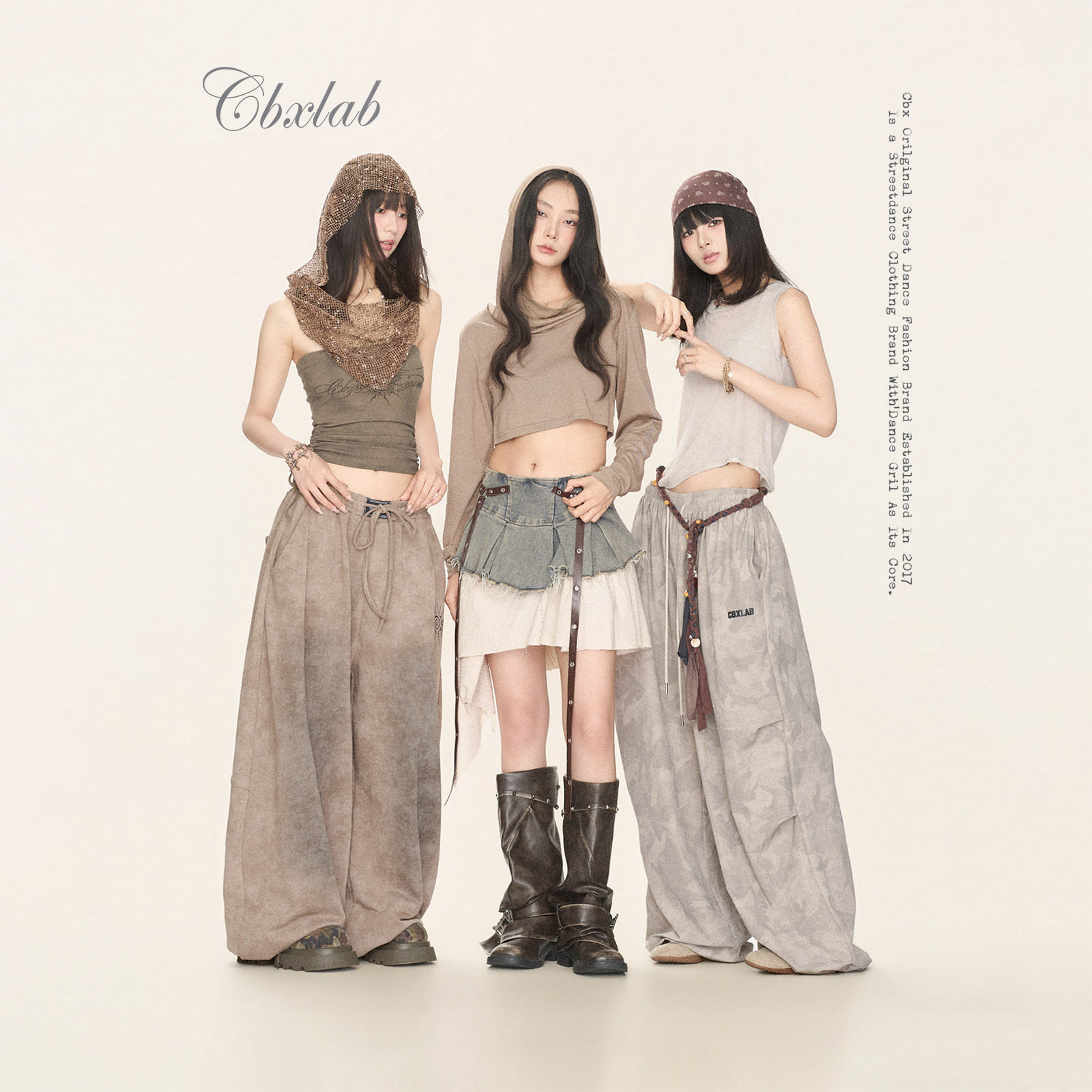 CBXLAB街舞潮牌"废土系列"哥特美式复古长裤嘻哈辣妹修身爵士上衣
