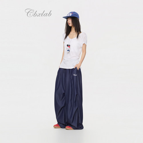 【抒情系列】CBXLAB街舞潮牌老钱风仿牛仔古着西装复古休闲长裤潮