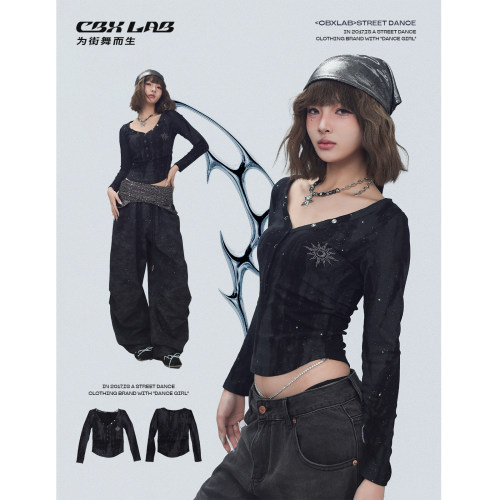 CBXLAB街舞潮牌做旧肌理感长袖