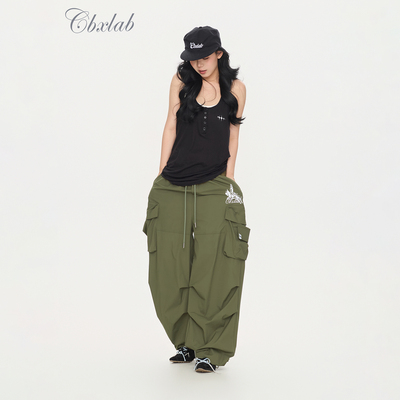 【凉皮系列】CBXLAB街舞潮牌军绿防晒速干跳舞辣妹高街工装长裤潮
