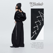 流光滤镜 银丝编带显瘦长裤 美式 CBXLAB街舞潮牌黑色 嘻哈运动裤 潮