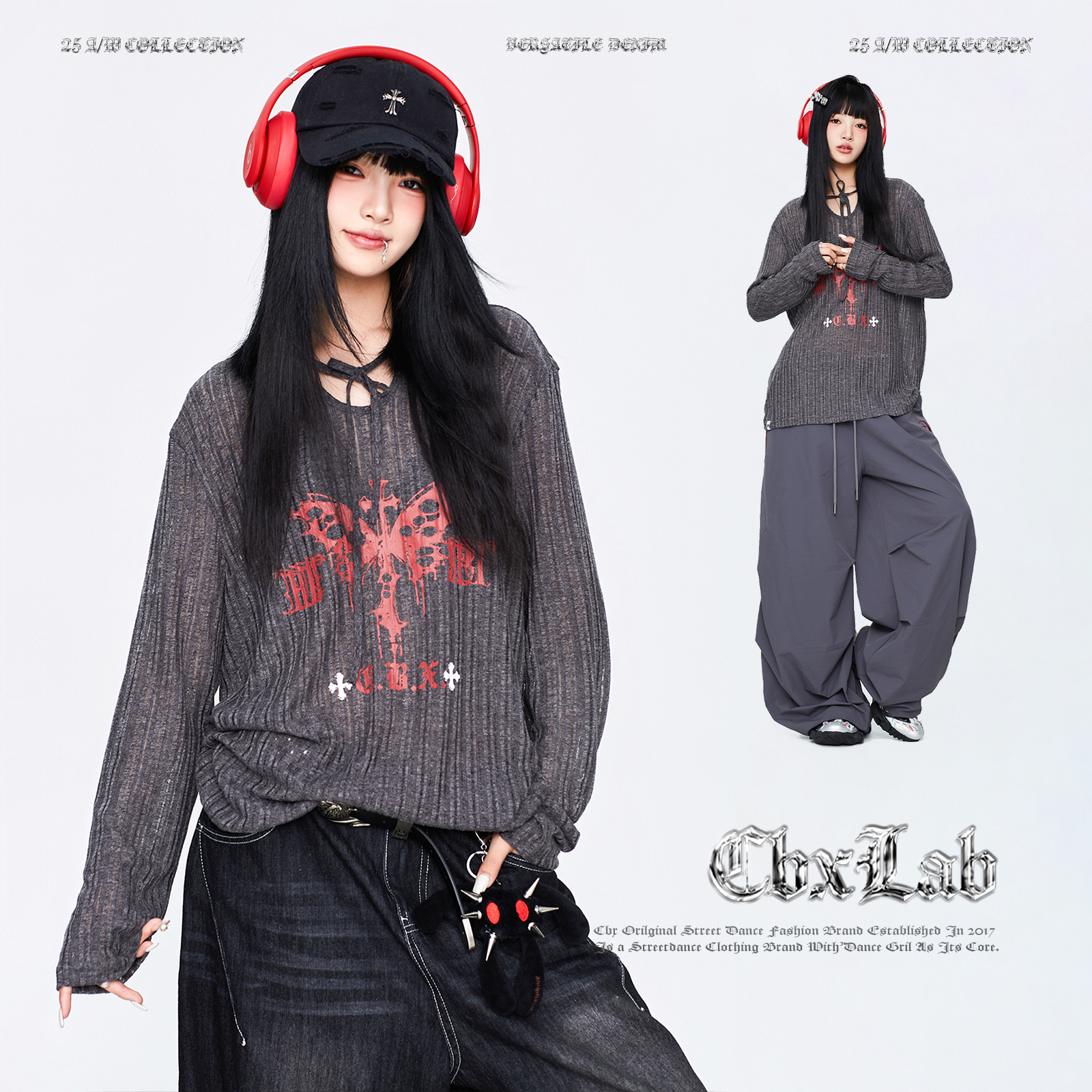 CBXLAB街舞潮牌入秋氛围感针织慵懒罩衫肌理感爵士辣妹长袖上衣女