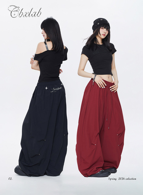 CBXLAB街舞潮牌哥特金属星星速干气球长裤嘻哈跳舞oversize休闲裤