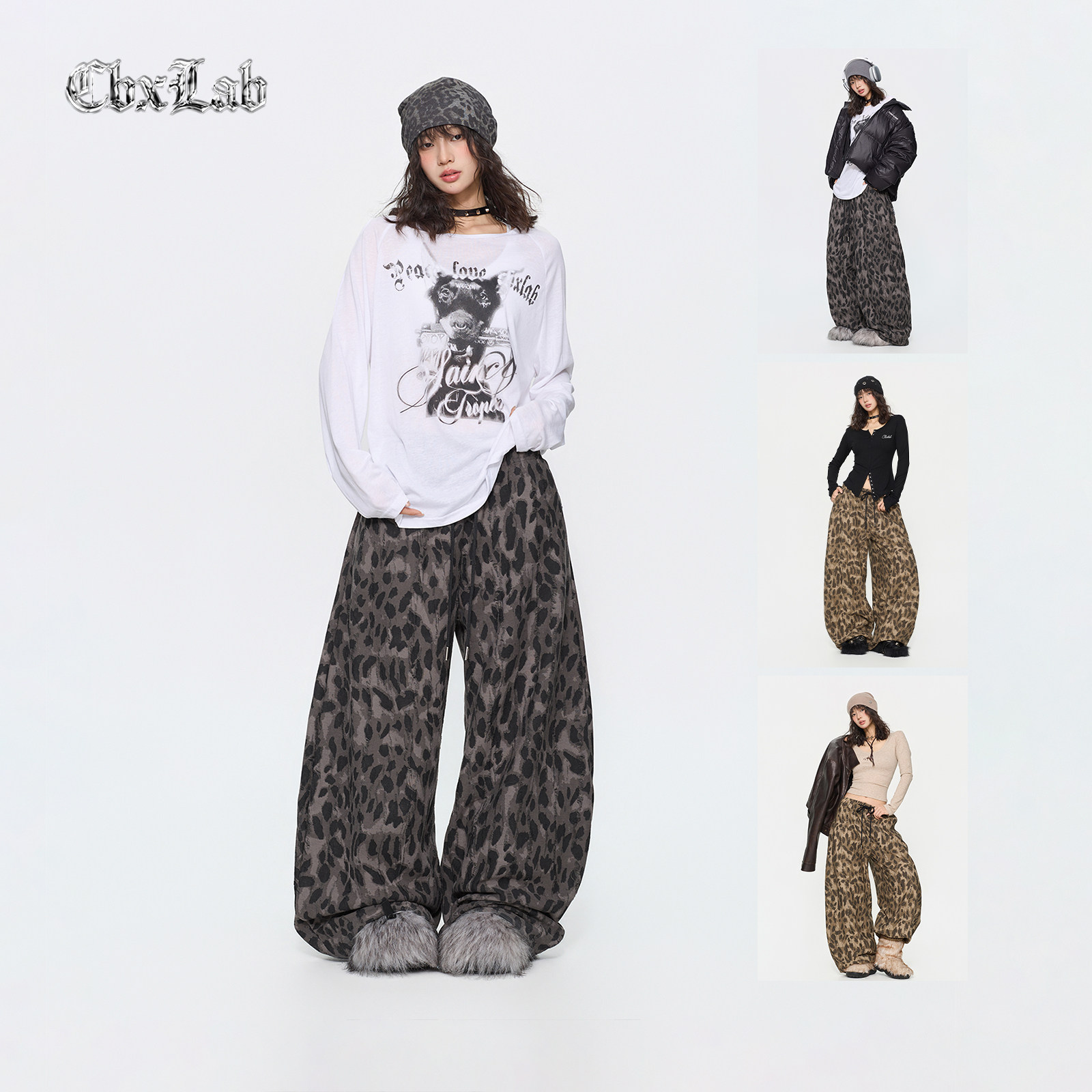 CBXLAB街舞潮牌复古豹纹破洞秋冬长裤废土嘻哈运动裤爵士休闲裤潮,女装/女士精品,休闲裤,淘宝优惠券,粉丝福利购,淘宝优惠卷