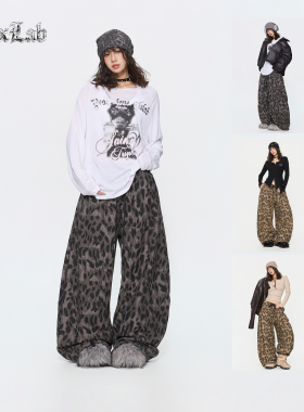 CBXLAB街舞潮牌复古豹纹破洞秋冬长裤废土嘻哈运动裤爵士休闲裤潮