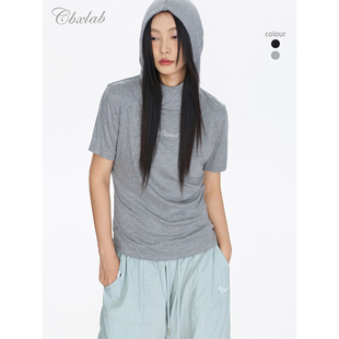 CBXLAB街舞潮牌甜酷个性高街连帽简约短袖超柔亲肤辣妹跳舞上衣女