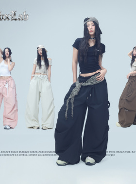 CBXLAB街舞潮牌【心动专区】花苞腰头宽松辣妹显瘦嘻哈速干运动裤