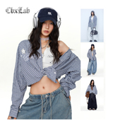 CBXLAB街舞潮牌蒸汽蓝格子美式 纯棉外套爵士辣妹上衣 个性 长袖 衬衫