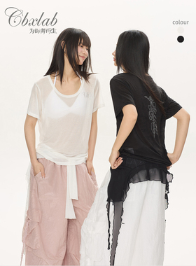 CBXLAB街舞潮牌夏季薄款慵懒云朵感爵士罩衫抒情辣妹街头短袖上衣