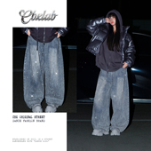 休闲裤 CBXLAB街舞潮牌 潮 美式 个性 爆闪流星雨 辣妹赛博千禧牛仔裤