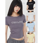 显瘦短袖 性感修身 美式 CBXLAB街舞潮星光闪耀烫钻辣妹跳舞简约小衫