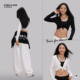 CBXLAB街舞潮牌黑白字母爵士舞系腰上衣嘻哈美式 跳舞防晒长袖 外搭