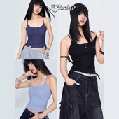 CBXLAB街舞潮牌桑蚕丝抗菌跳舞自带胸垫运动内衣辣妹抽褶性感吊带