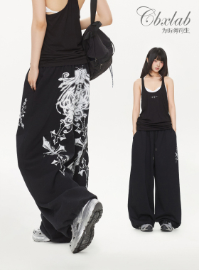 【CBXLAB 3/27晚20点新品买三免一】图腾抒情哥特嘻哈印花运动裤