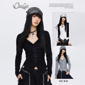 长袖 CBXLAB街舞潮牌亮片坑条肌理修身 冬季 爵士辣妹显瘦亲肤上衣女