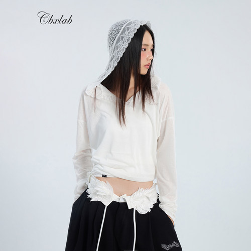 CBXLAB街舞潮牌雪花慵懒蕾丝拼接豹纹上衣亲肤顺滑百搭爵士长袖