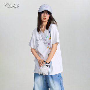【凉皮系列】CBXLAB街舞潮牌街头嘻哈慵懒涂鸦印花宽松速干球衣潮