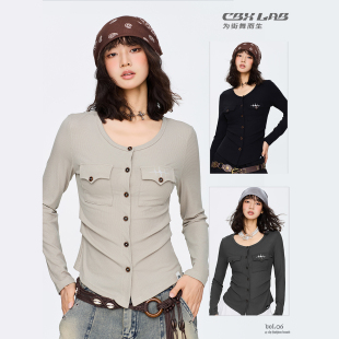 性感辣妹工装 CBXLAB街舞潮牌 长袖 老钱风复古修身 上衣 心动专区