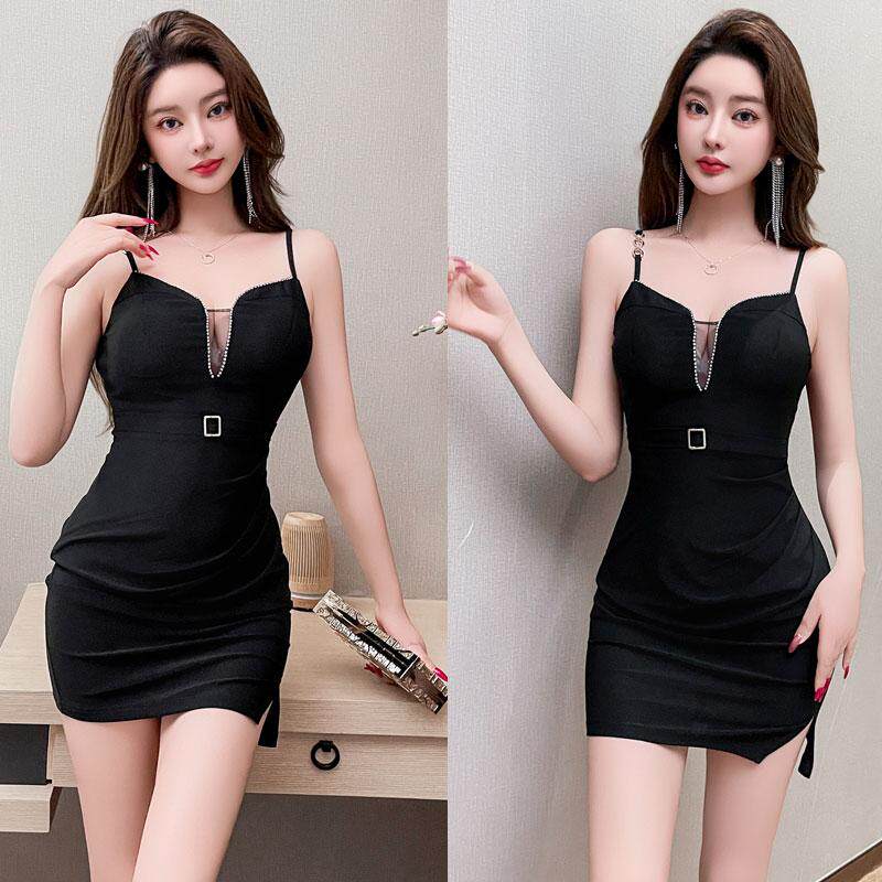 ktv前台公主工作制服辣妹吊带裹胸短裤小黑裙夜场洗浴性感显瘦潮