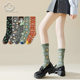 小腿袜女长筒袜子女士ins潮女袜复古碎花长袜 包邮 清仓 满8元
