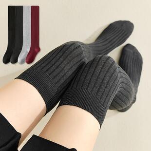 包邮 满8元 双针粗条纹过膝袜子女长筒袜长袜美腿袜显瘦 清仓