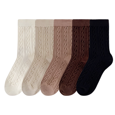 袜子女中筒袜秋冬咖色女袜