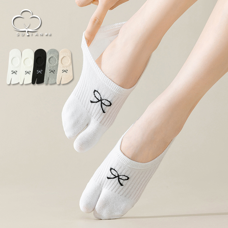 蝴蝶结二趾分趾袜子女船袜