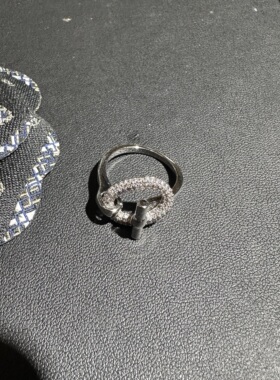 黄铜2026新款OT开口满钻可调节戒指环女小众设计感镂空几何形百搭