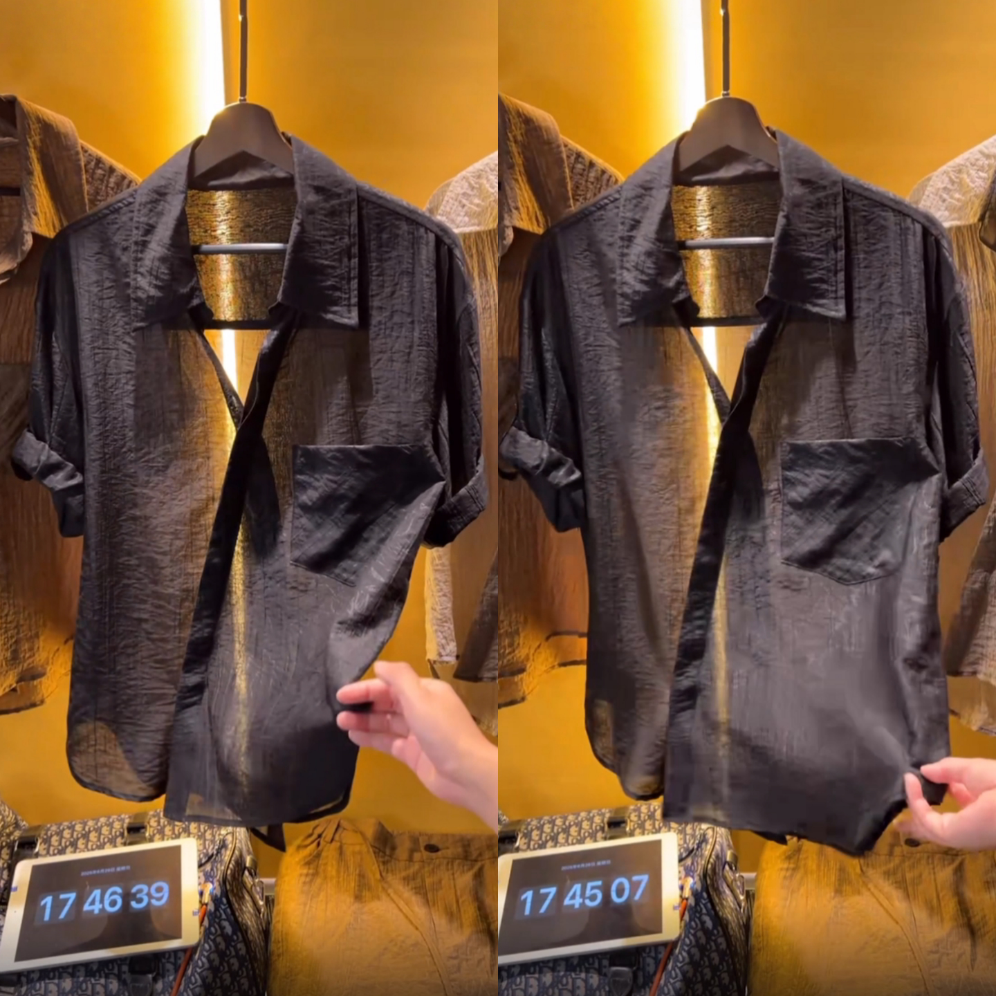 男士轻奢褶皱高级感半袖斜襟衬衫夏季新款舒适老钱风提花短袖衬衣