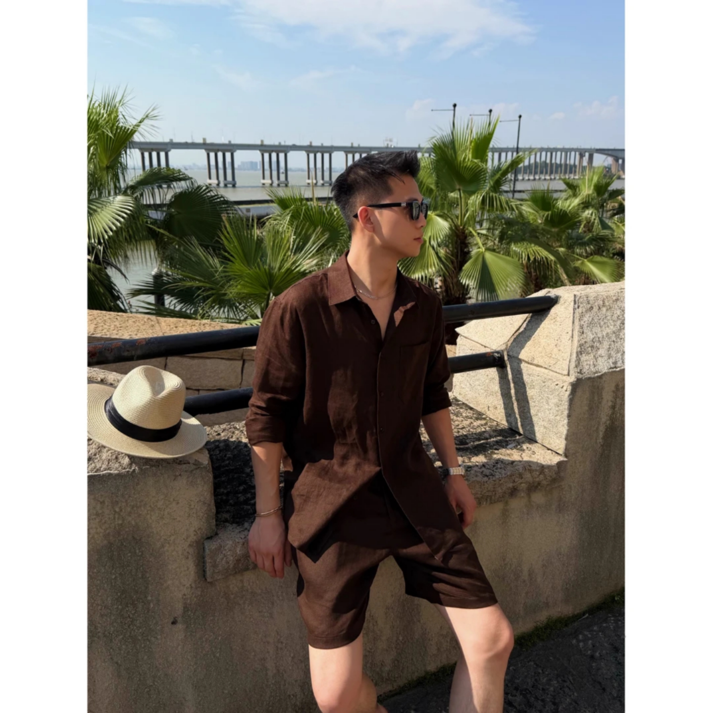 松弛慵懒老钱风潮流个性痞帅套装
