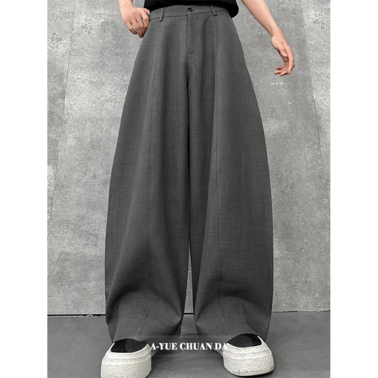 秋季新款高级感阔腿休闲西裤男士垂感廓形cleanfit长裤潮牌高品质