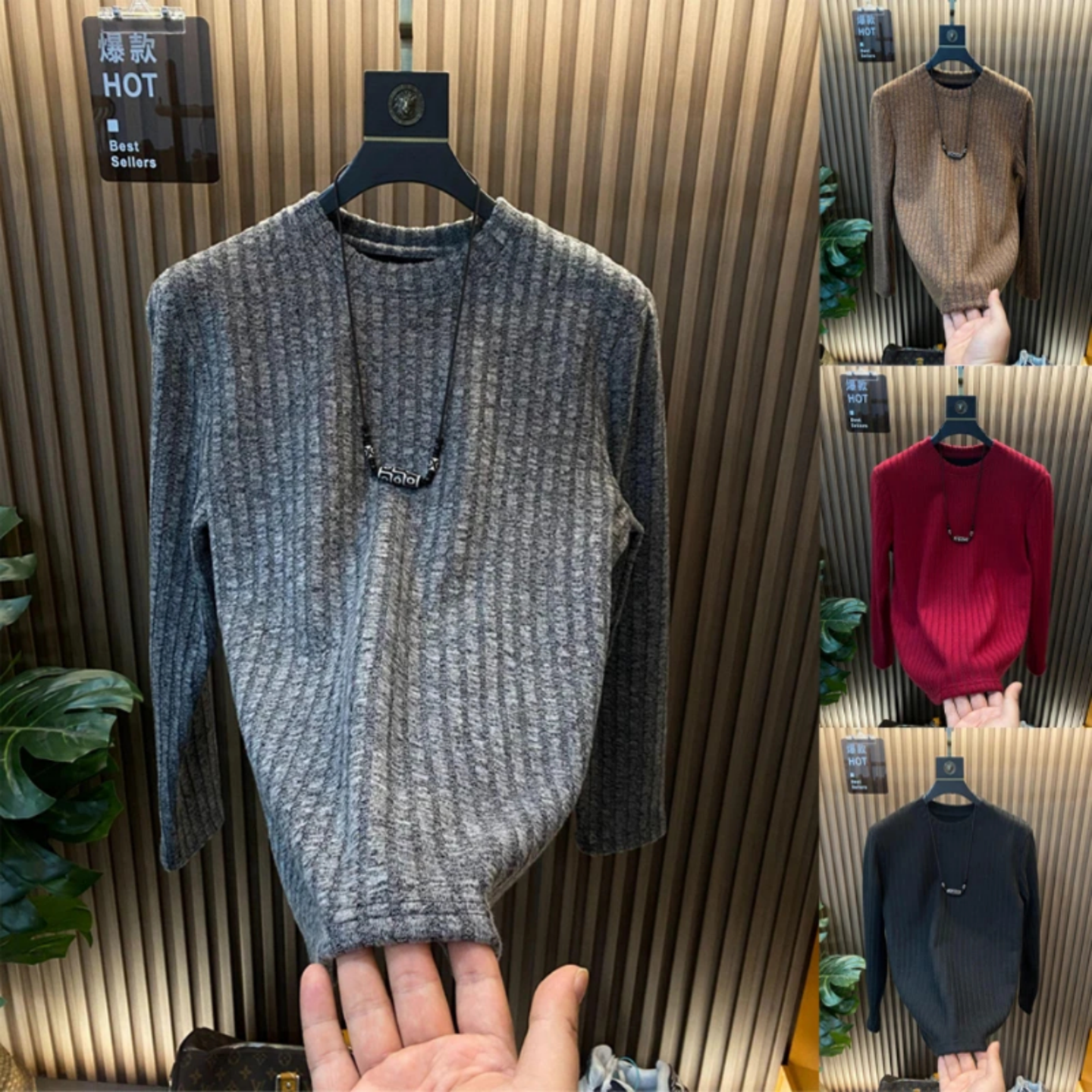 潮牌男士轻奢时尚高级感弹力打底衫冬季加绒舒适百搭男女长袖卫衣